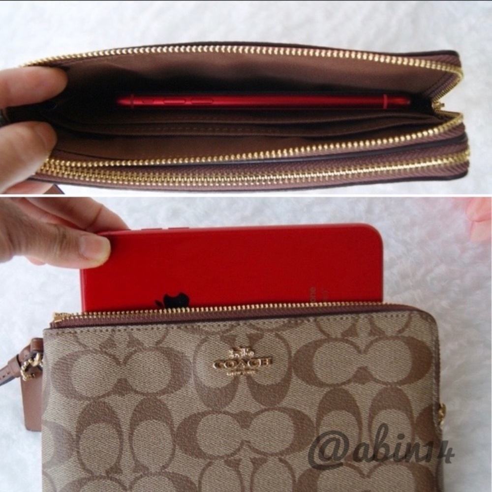 NWT Coach (LARGER SIZE) Double Zip Wallet Wristlet - Picture 6 of 13